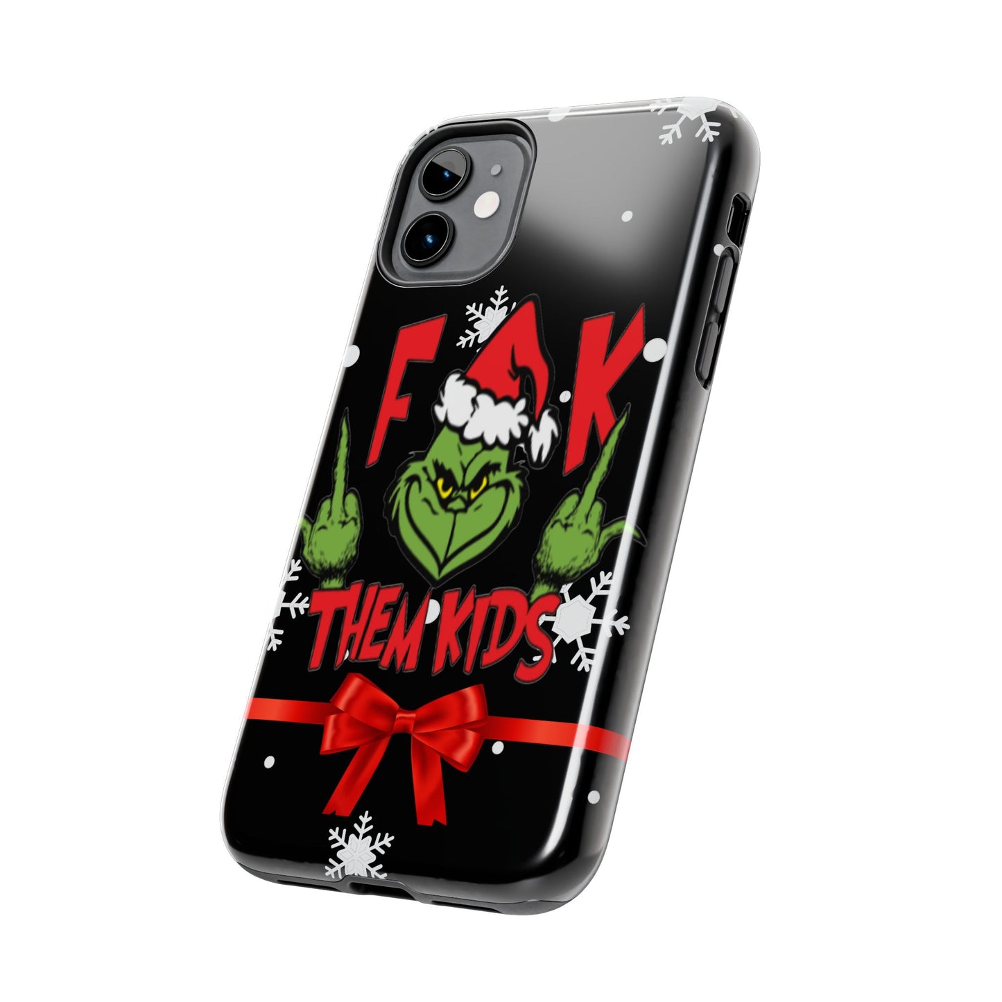 Sarcastic funny "F them kids" iPhone 16 Case, Christmas iPhone Cover, Festive Holiday Accessory, Cute Xmas Phone Protector, Winter Santa Tech