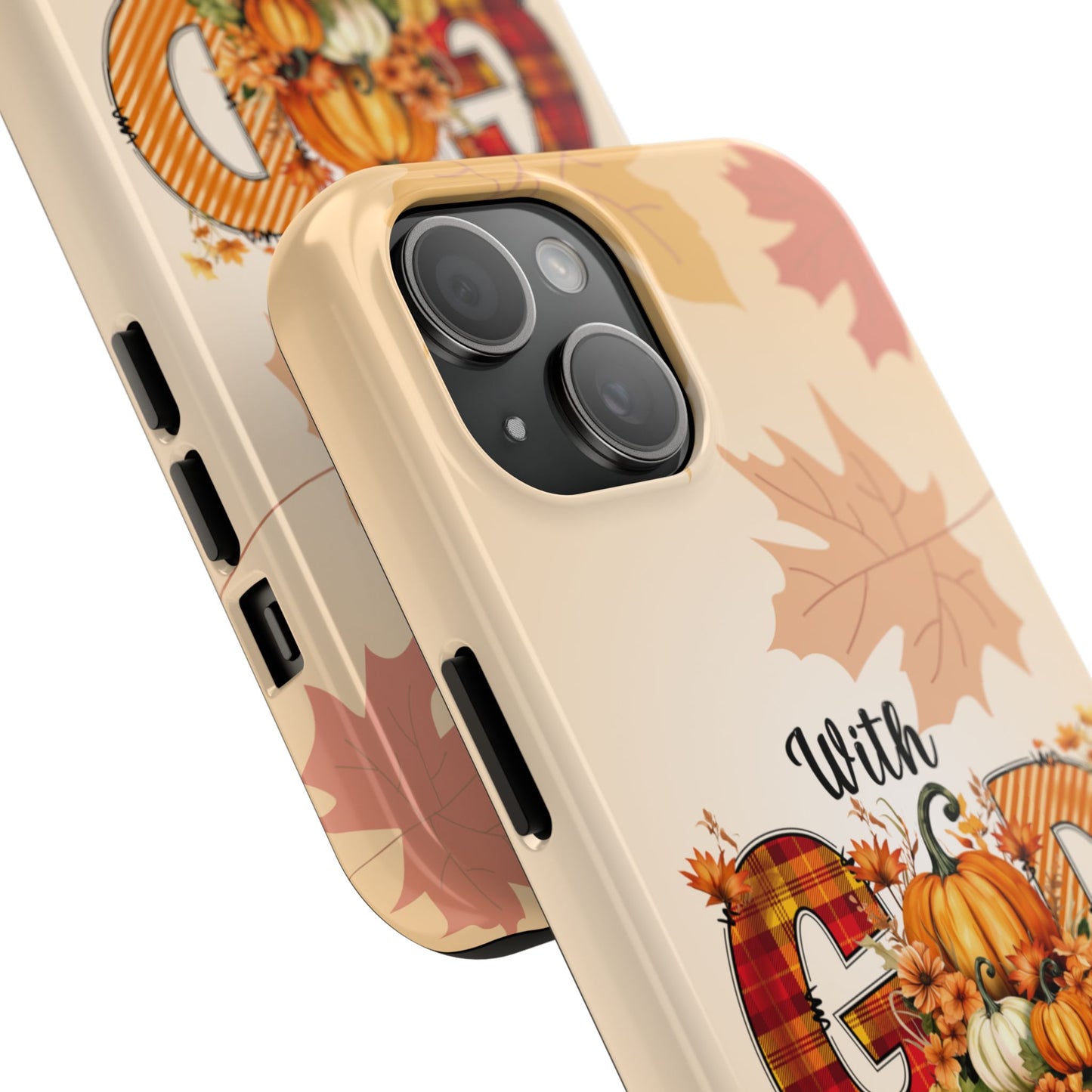 With GOD iPhone 16 Case, Fall iPhone Cover, Festive Holiday Accessory, Cute fall Phone Protector, seasonal Tech