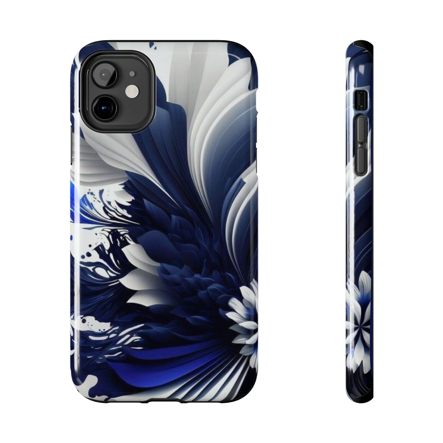 Blue & white abstract iPhone case cover, art phone accessory, cute phone protector, cellular case