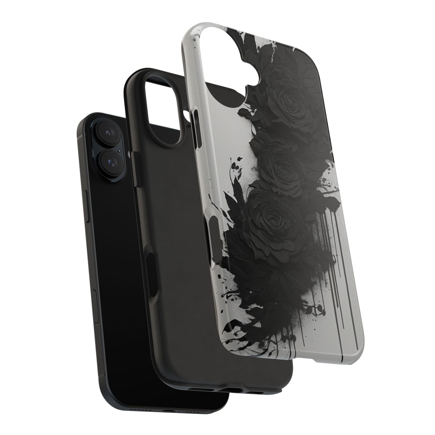 Black roses phone case iPhone 15 floral phone cover