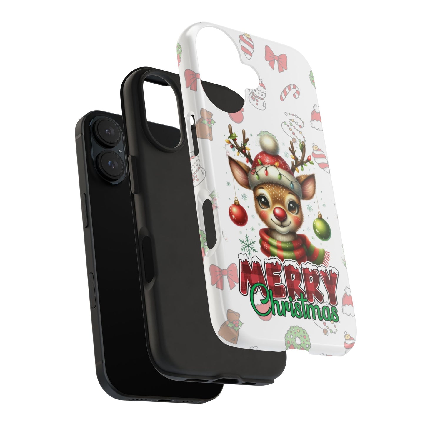 Merry Christmas baby reindeer iPhone 16 Case, Christmas iPhone Cover, Festive Holiday Accessory, Cute Xmas Phone Protector, Winter Santa Tech