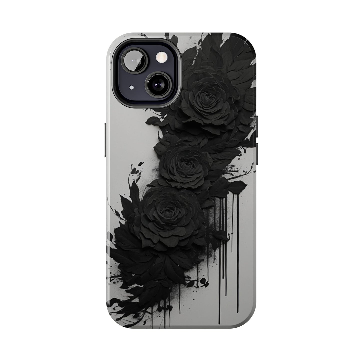 Black roses phone case iPhone 15 floral phone cover