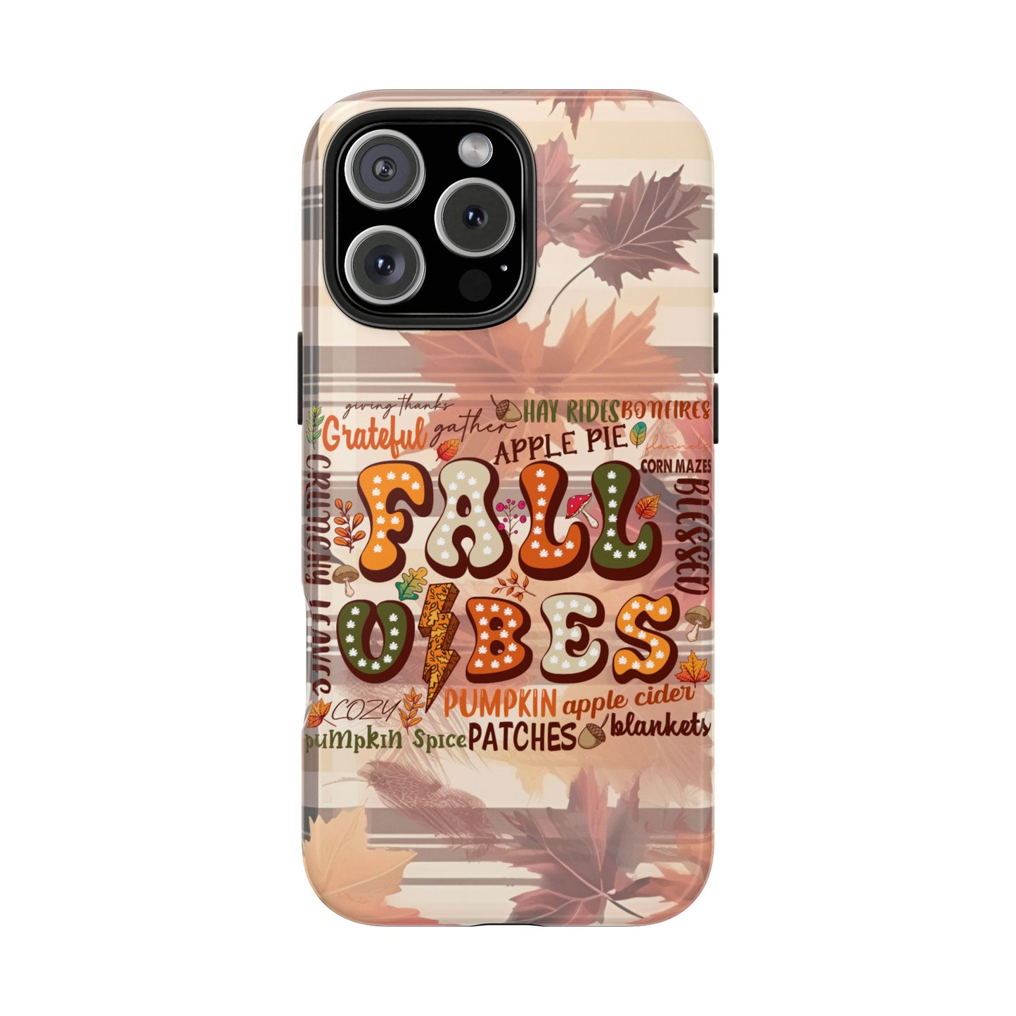 Fall Vibes iPhone 16 Case, Fall iPhone Cover, Festive Holiday Accessory, Cute fall Phone Protector, seasonal Tech