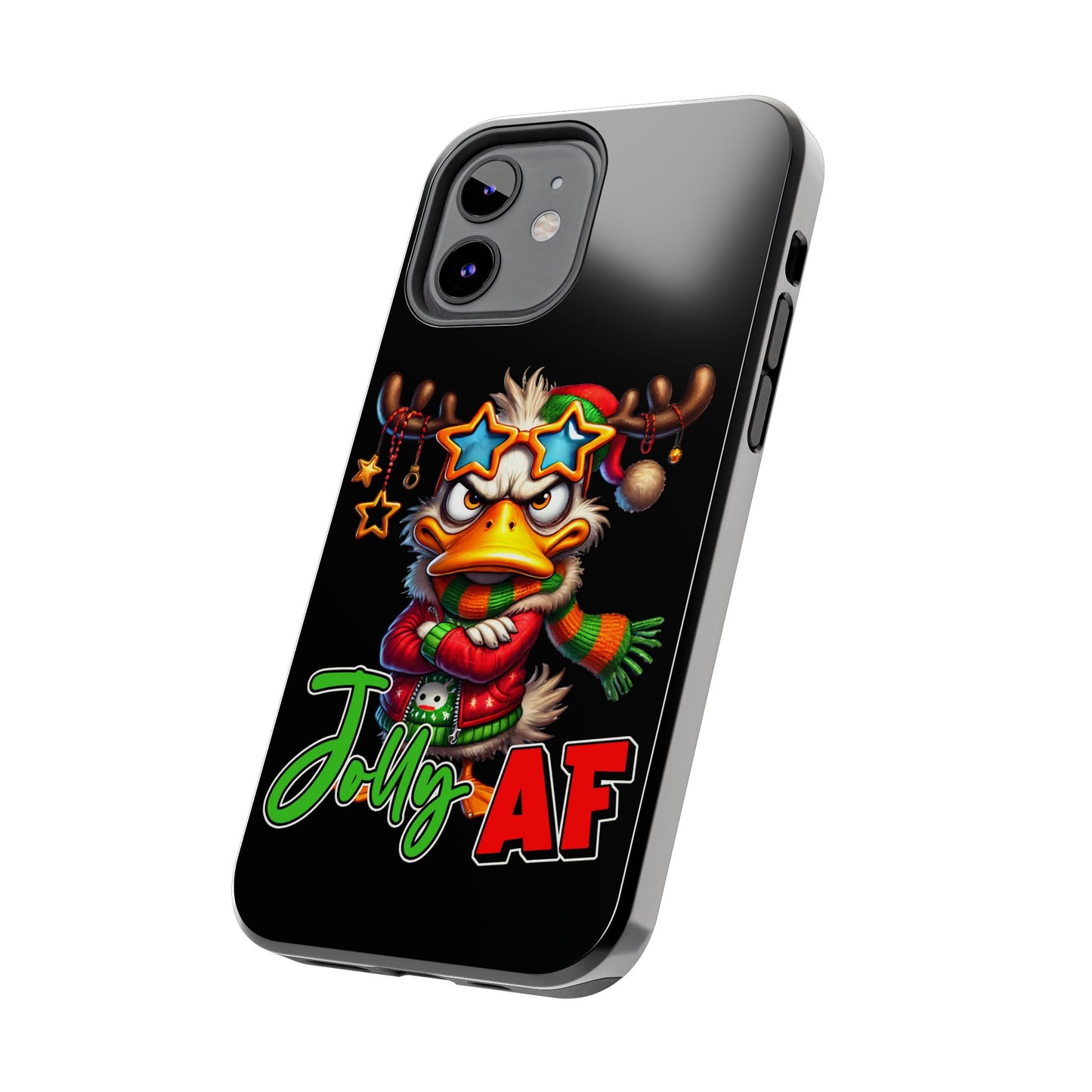 Funny grumpy Christmas duck iPhone 16 Case, Christmas iPhone Cover, Festive Holiday Accessory, Cute Xmas Phone Protector, Winter Santa Tech