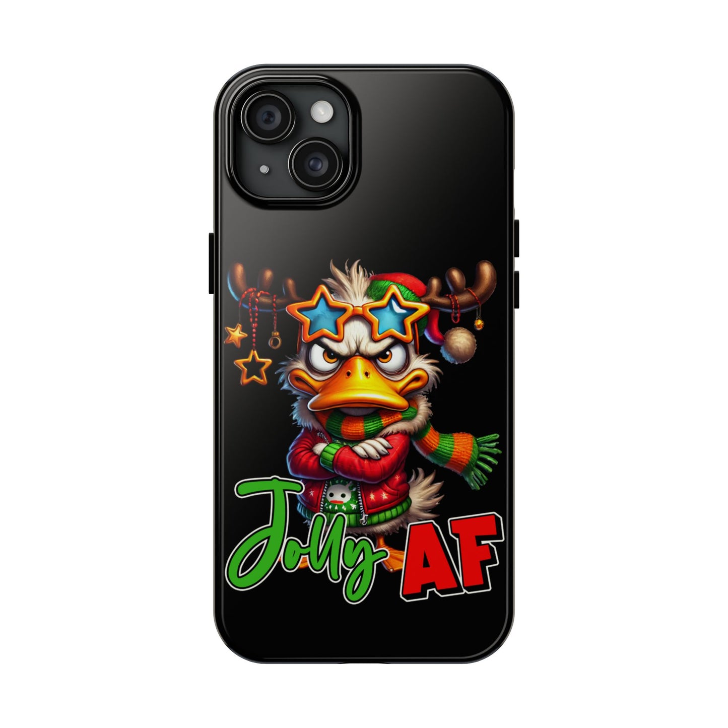 Funny grumpy Christmas duck iPhone 16 Case, Christmas iPhone Cover, Festive Holiday Accessory, Cute Xmas Phone Protector, Winter Santa Tech