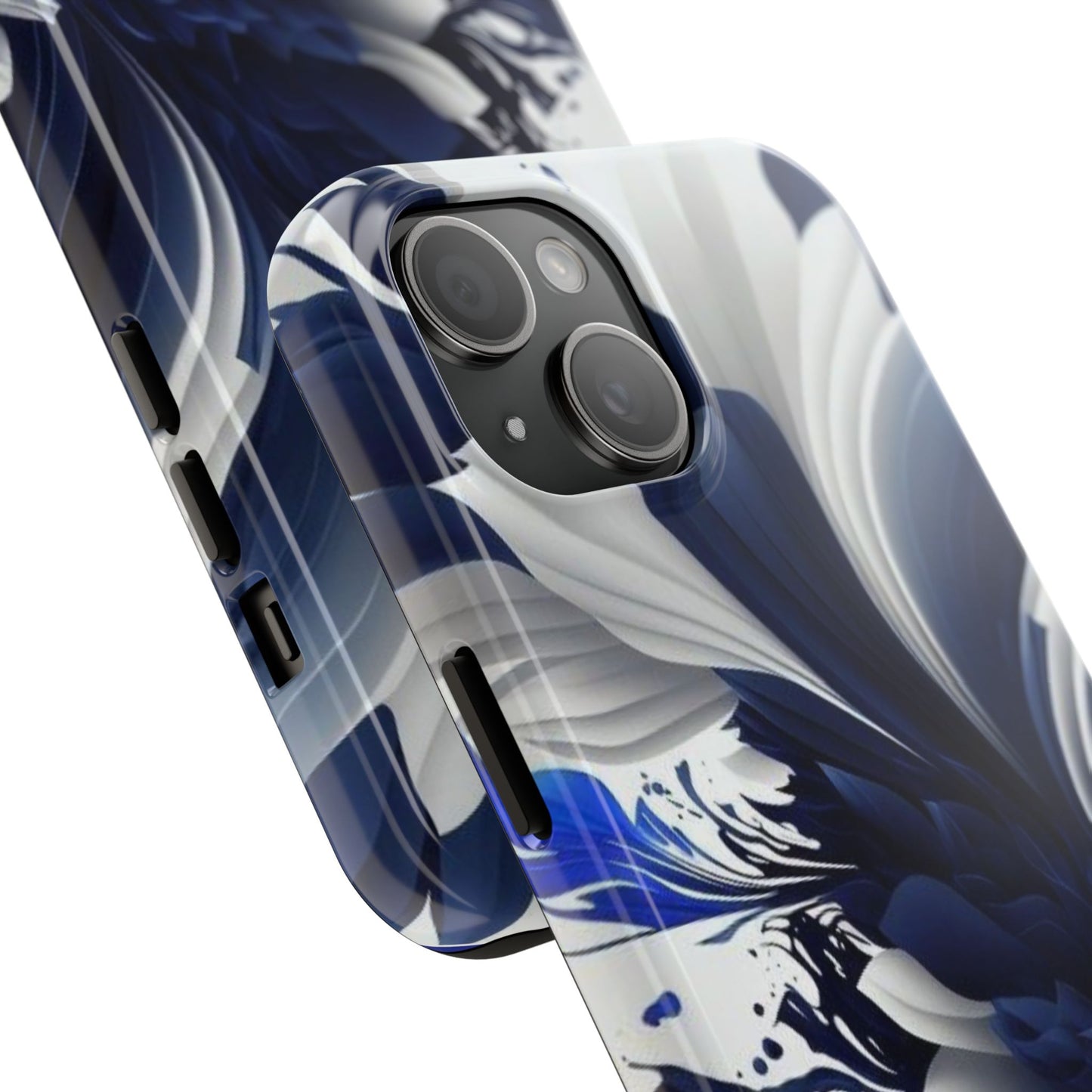 Blue & white abstract iPhone case cover, art phone accessory, cute phone protector, cellular case