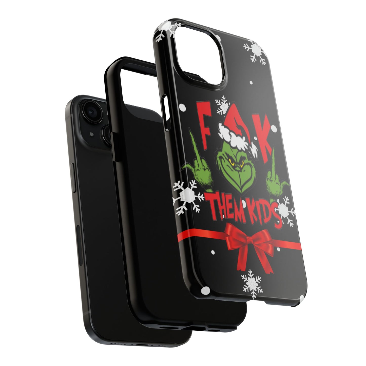 Sarcastic funny "F them kids" iPhone 16 Case, Christmas iPhone Cover, Festive Holiday Accessory, Cute Xmas Phone Protector, Winter Santa Tech