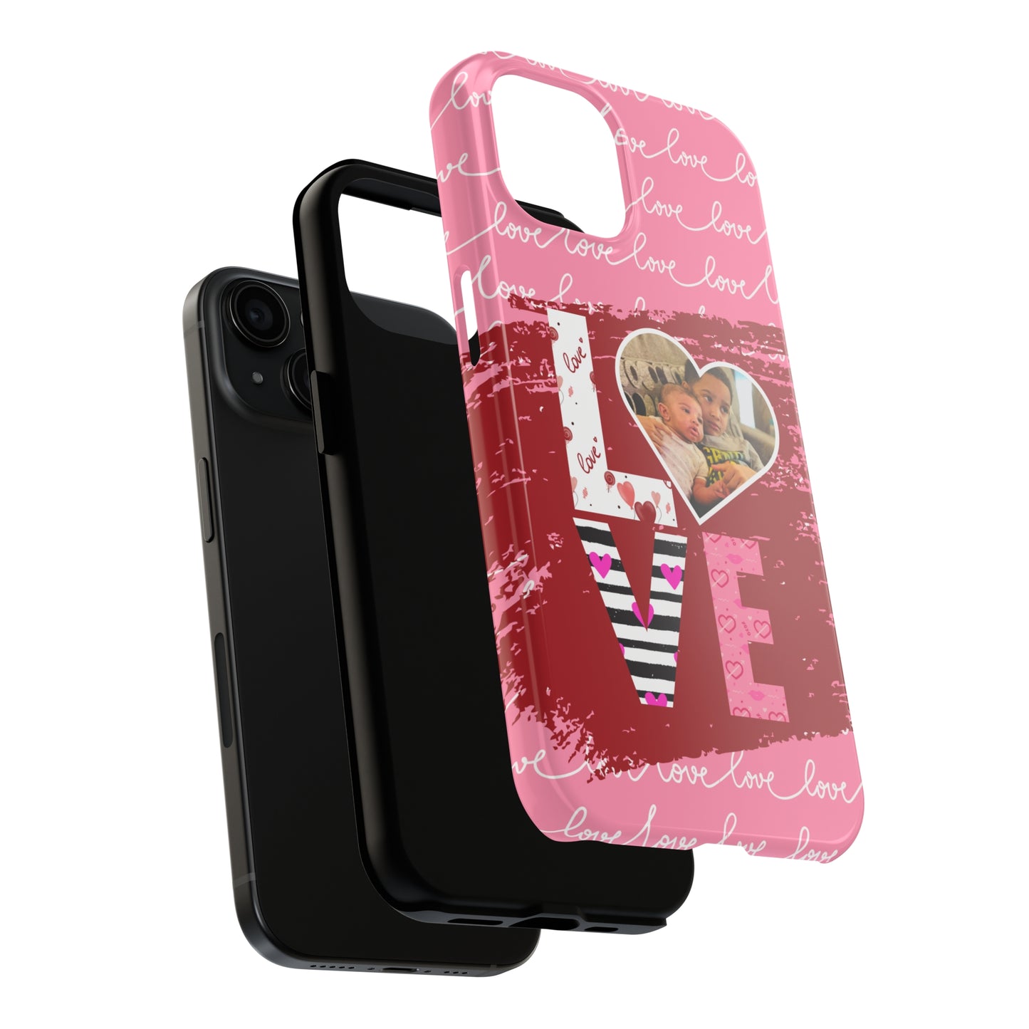 Personalized LOVE custom photo valentines style cute protective cover compatible with iPhone 15