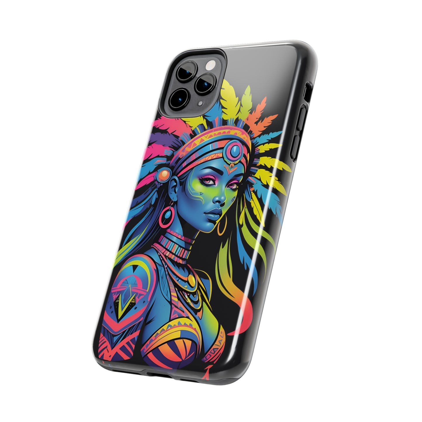 Neon Psychedelic Indian princess/ Tough iPhone Case/ Spiritual
