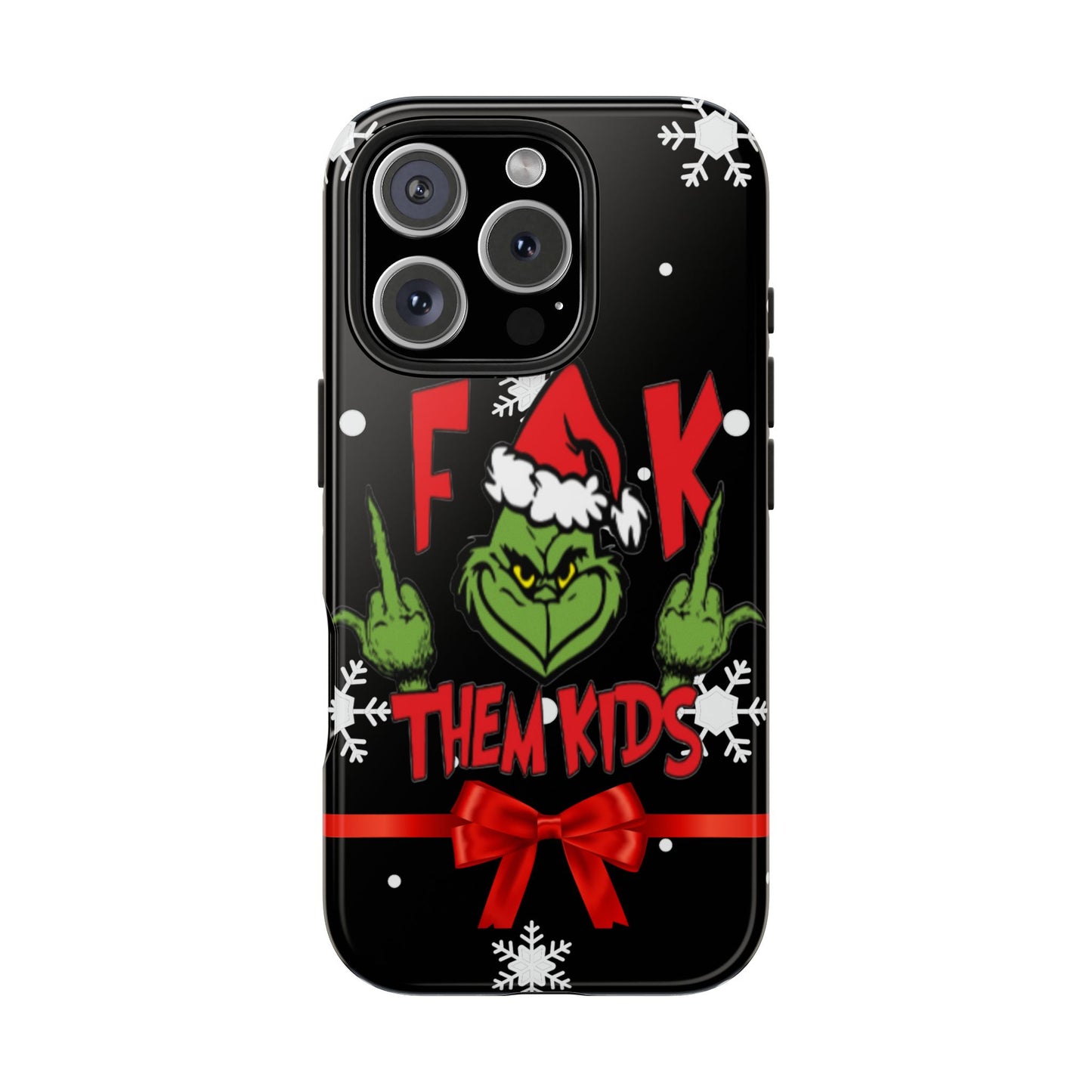 Sarcastic funny "F them kids" iPhone 16 Case, Christmas iPhone Cover, Festive Holiday Accessory, Cute Xmas Phone Protector, Winter Santa Tech