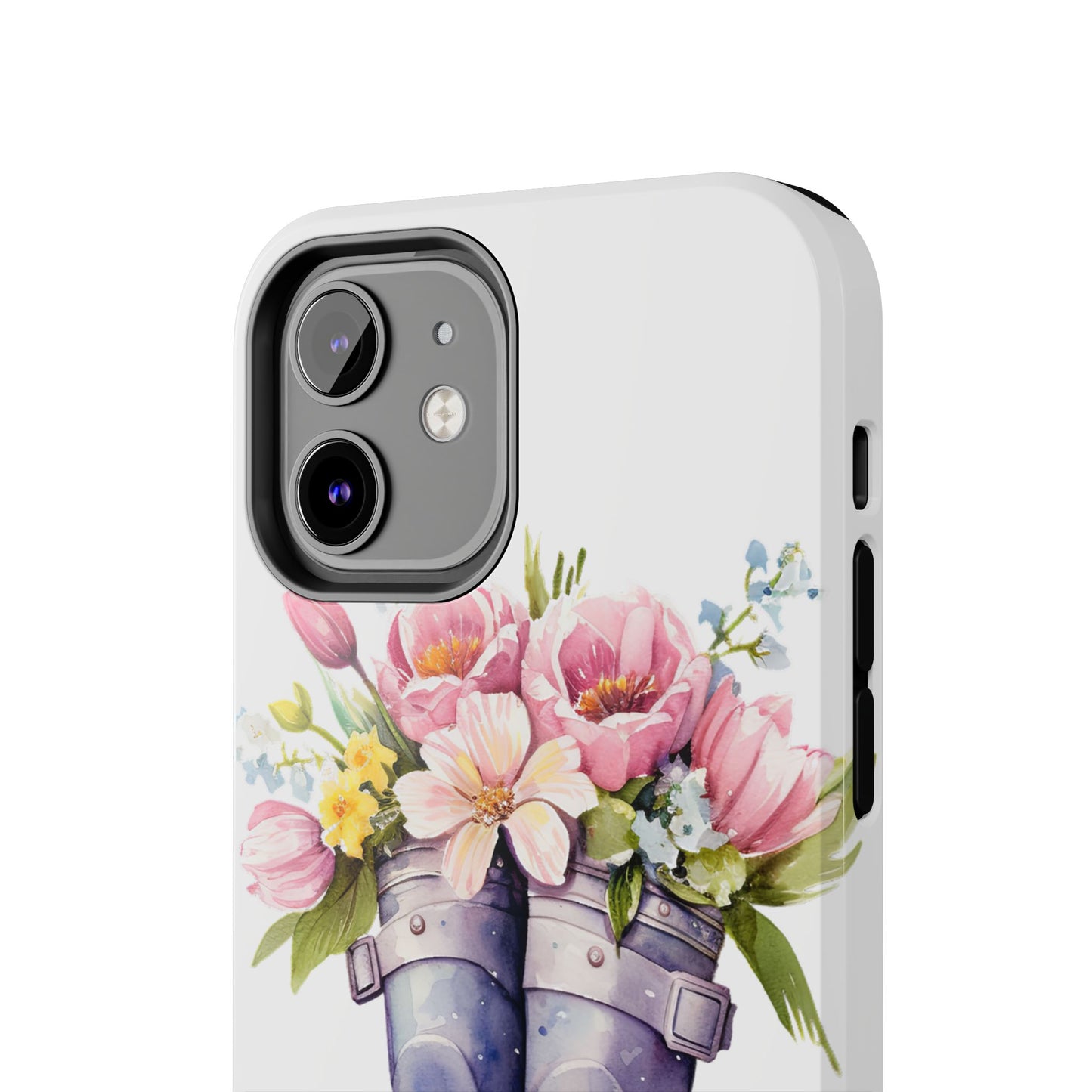 Custom purple rainboots & flowers Mother's day personalized iPhone Case