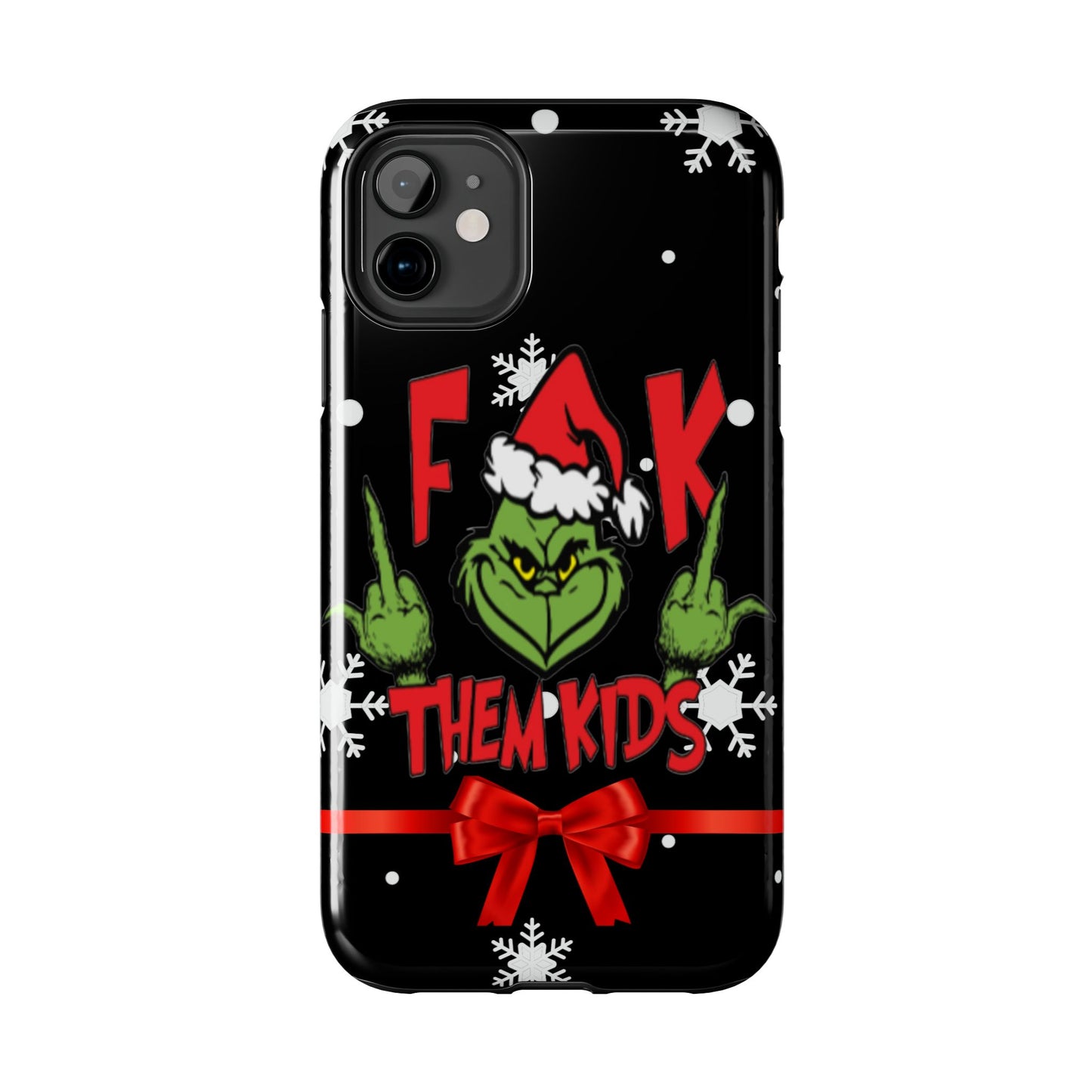 Sarcastic funny "F them kids" iPhone 16 Case, Christmas iPhone Cover, Festive Holiday Accessory, Cute Xmas Phone Protector, Winter Santa Tech