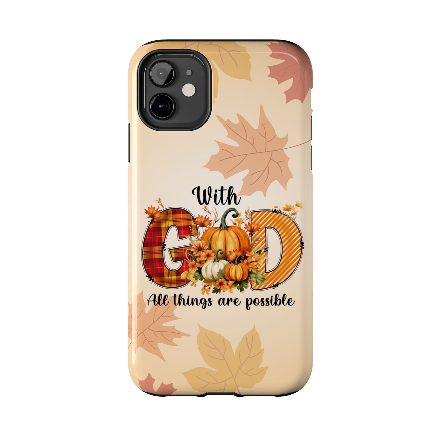 With GOD iPhone 16 Case, Fall iPhone Cover, Festive Holiday Accessory, Cute fall Phone Protector, seasonal Tech