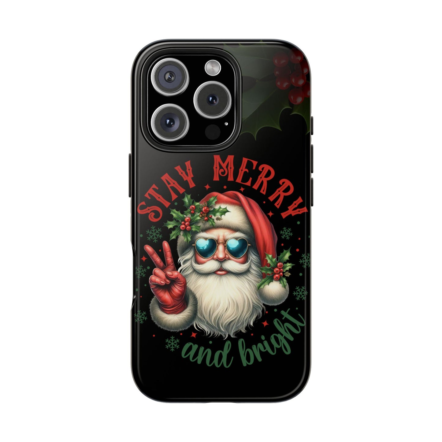 Stay Merry Christmas iPhone 16 Case, Christmas iPhone Cover, Festive Holiday Accessory, Cute Xmas Phone Protector, Winter Santa Tech