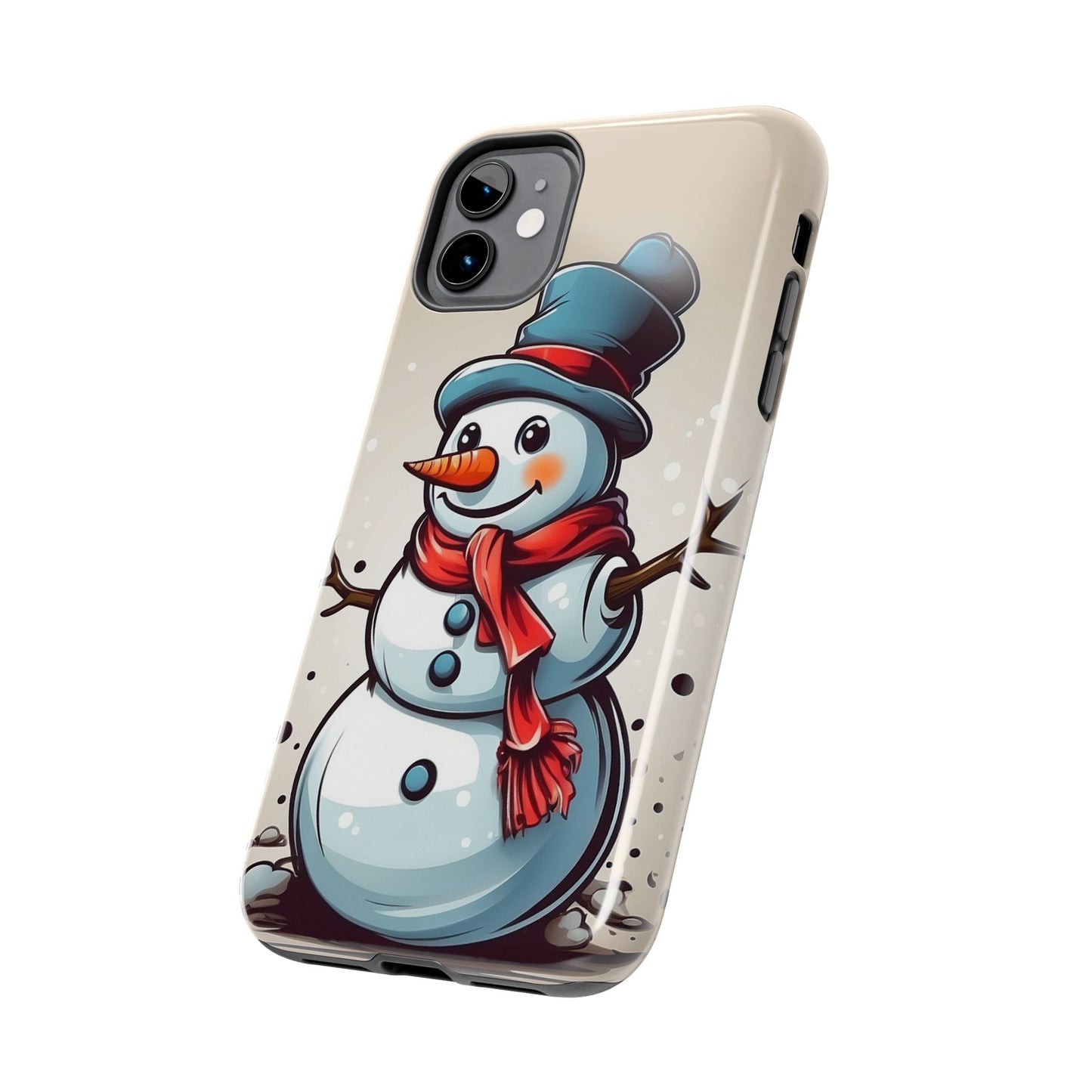 Vintage cartoon winter snowman iPhone case. Compatible with iPhone models 11-16 including all mini, plus, pro & pro max. Custom phone case for smartphones. design for Girls, Woman