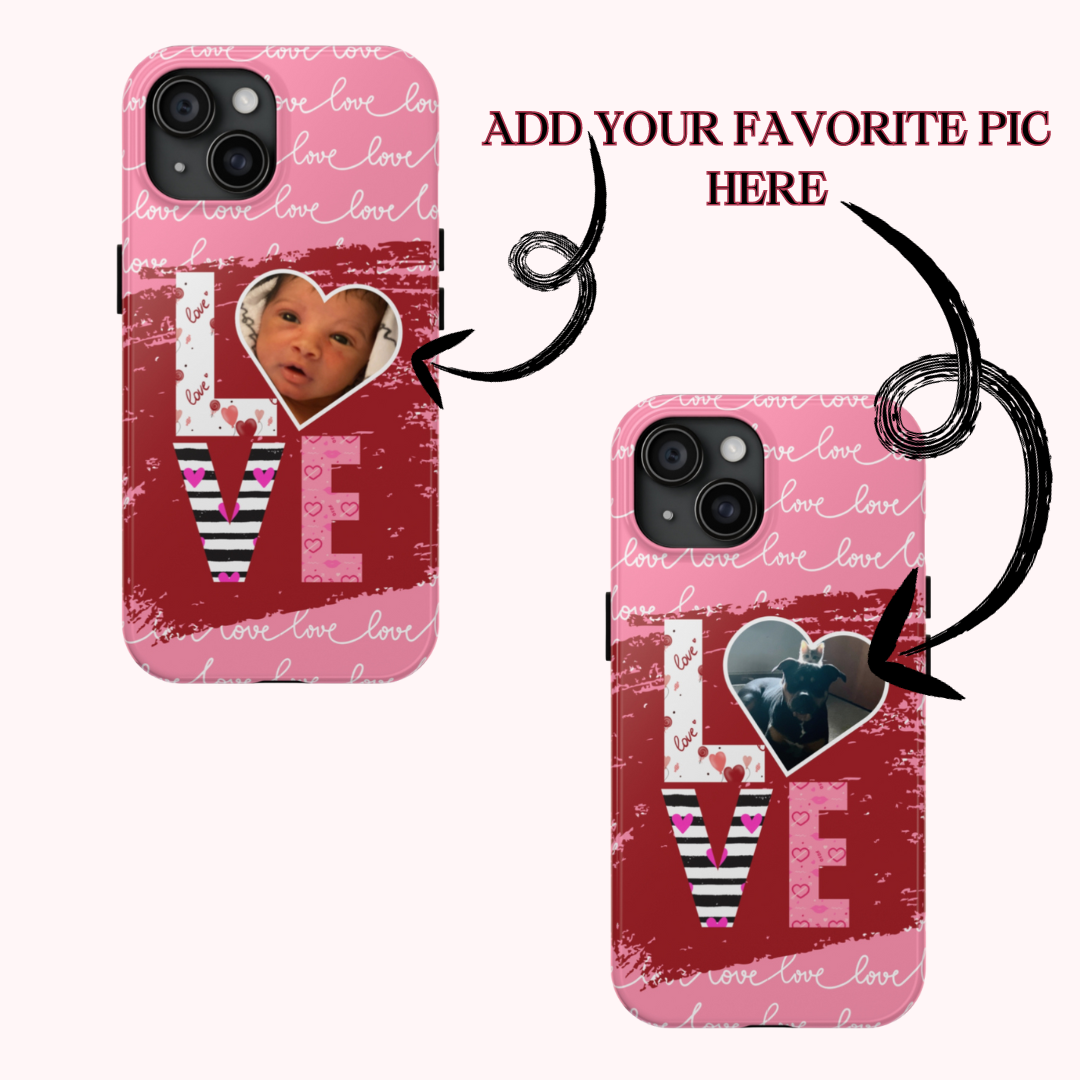 Personalized LOVE custom photo valentines style cute protective cover compatible with iPhone 15