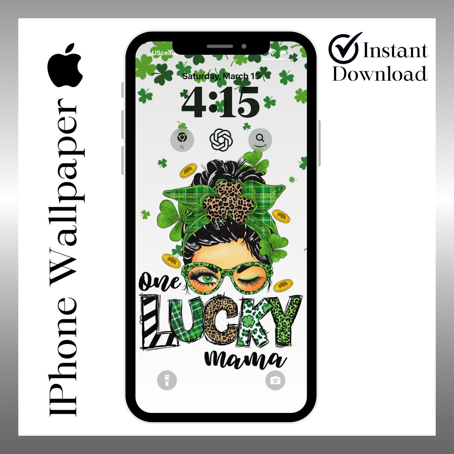 One lucky Mama Irish phone wallpaper iPhone lock screen art digital download