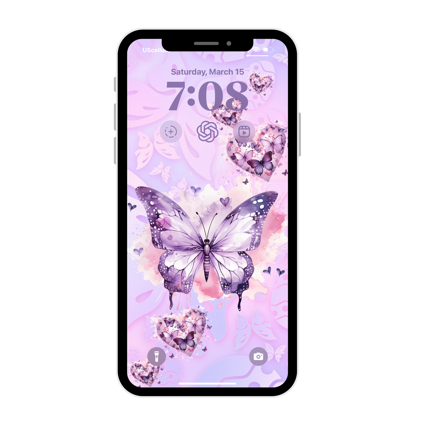 Pastel purple butterfly Spring wallpaper iPhone lock screen art digital download