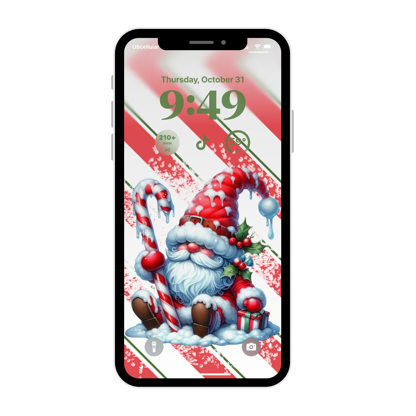 Santa Gnome iPhone wallpaper iPhone/iPad lock screen art digital download