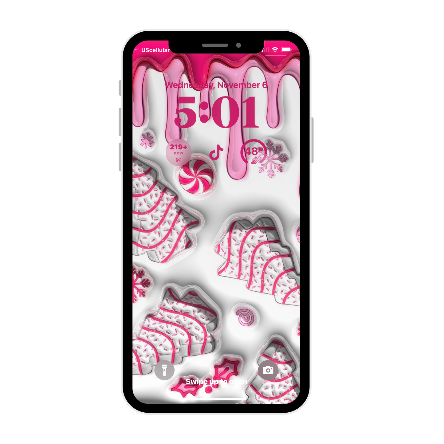Pink Christmas Cakes iPhone wallpaper iPhone/iPad lock screen art digital download