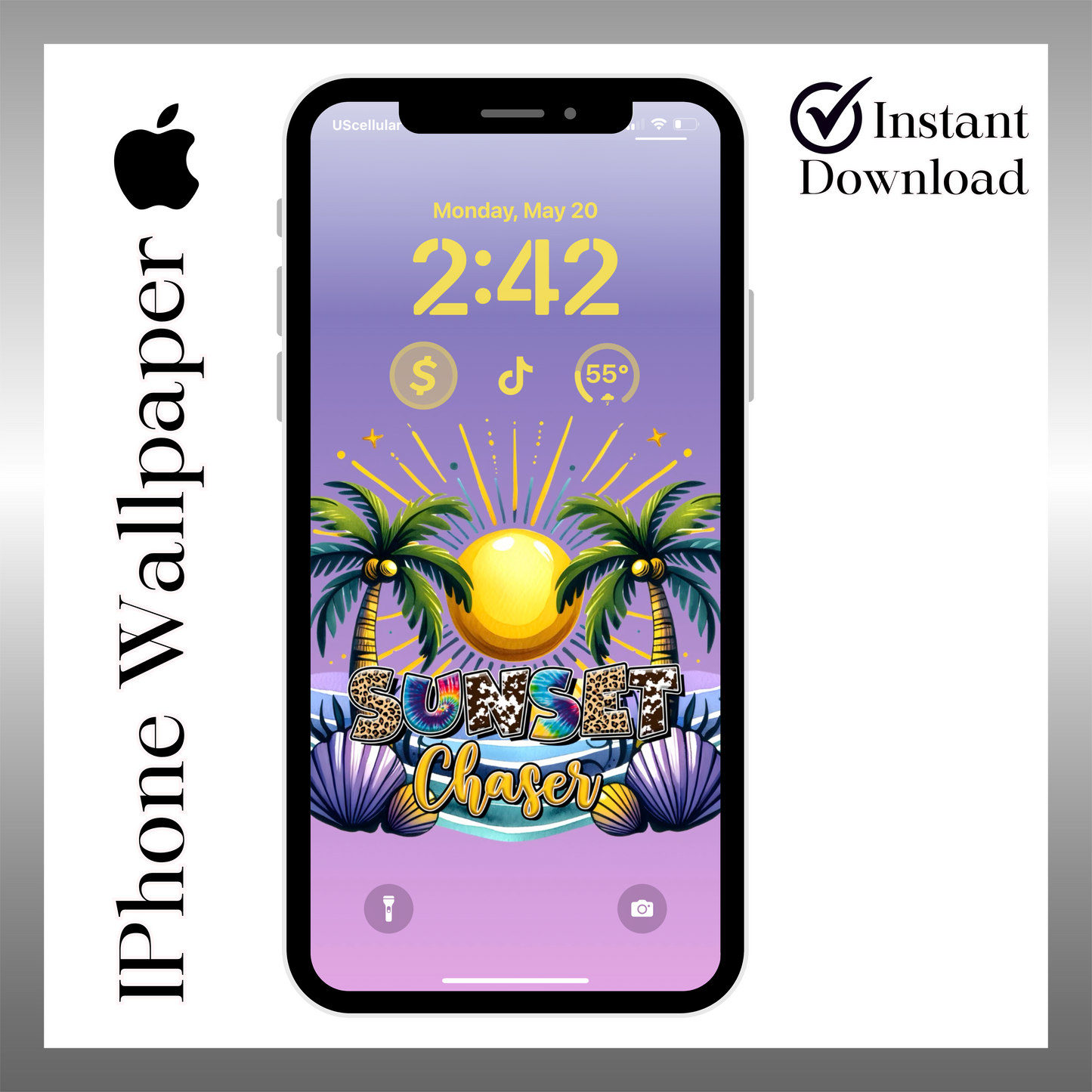 Sunset chaser phone wallpaper iPhone lock screen art digital download