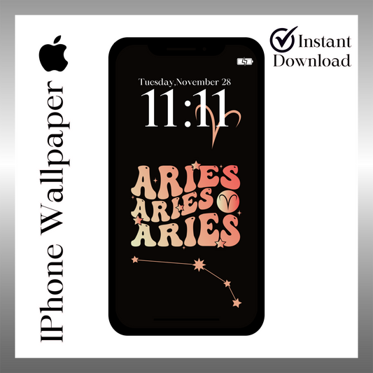 Aries bubble letter wallpaper iPhone art digital download