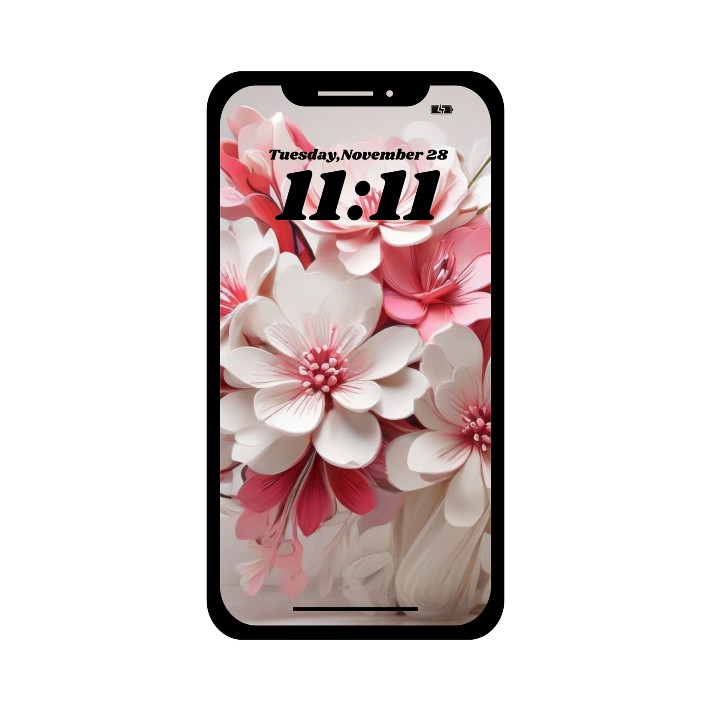 Pink & white floral phone wallpaper iPhone art digital download