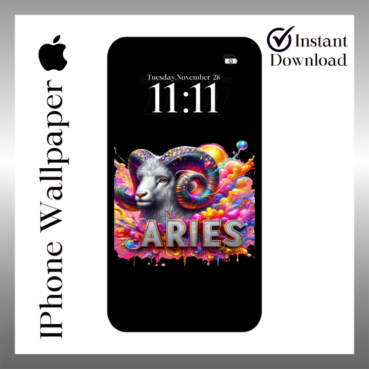 Aries color bomb phone wallpaper iPhone lock screen art digital download