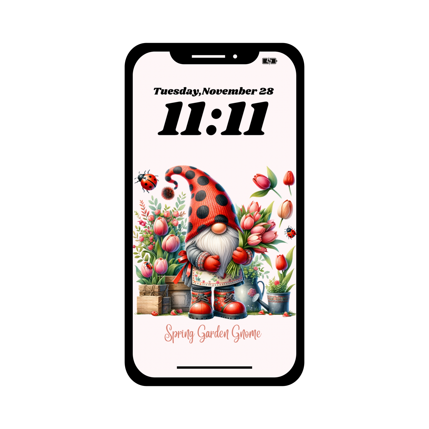 Spring garden Gnome phone wallpaper iPhone digital download