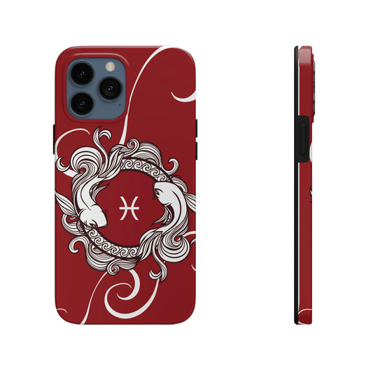 Pisces maroon & white zodiac/ Tough iPhone Case/ Zodiac