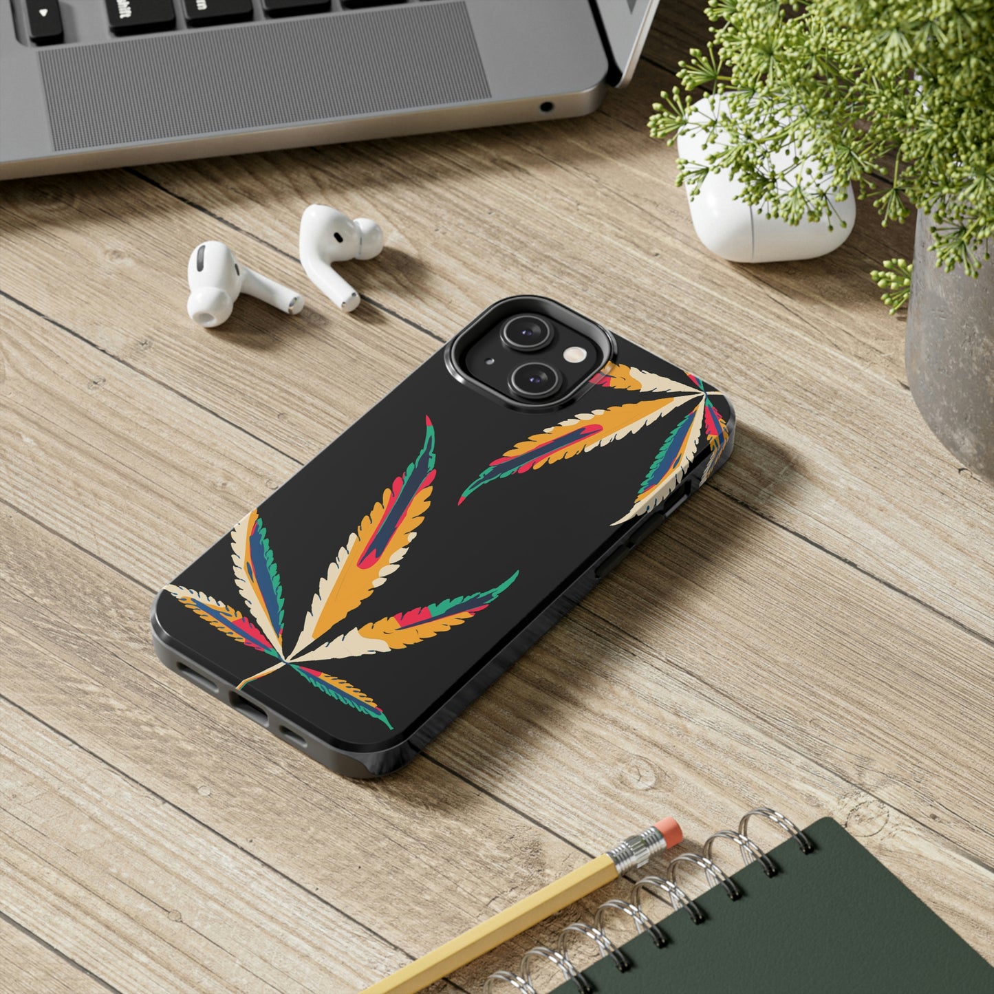 colorful hemp leaf IPhone case