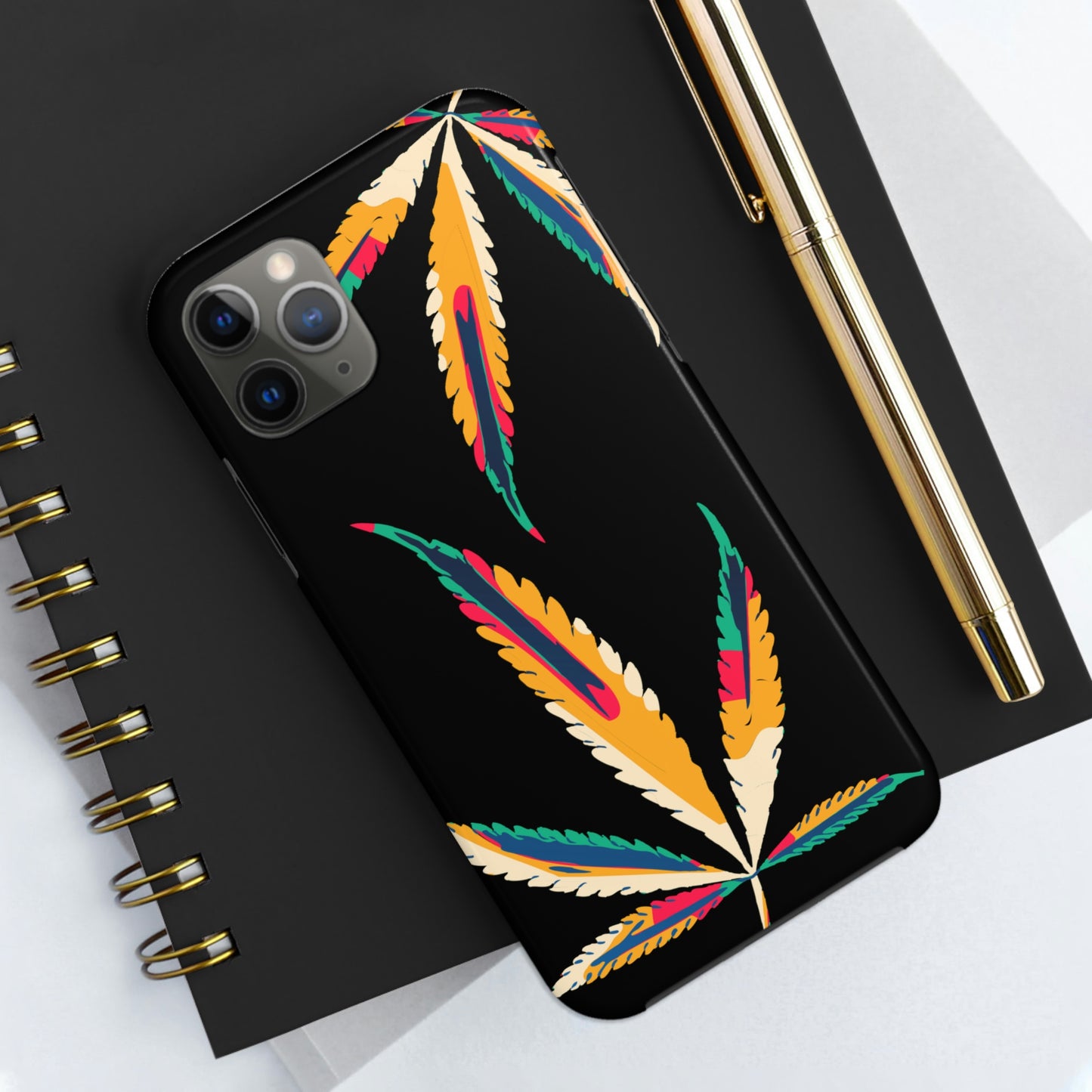 colorful hemp leaf IPhone case